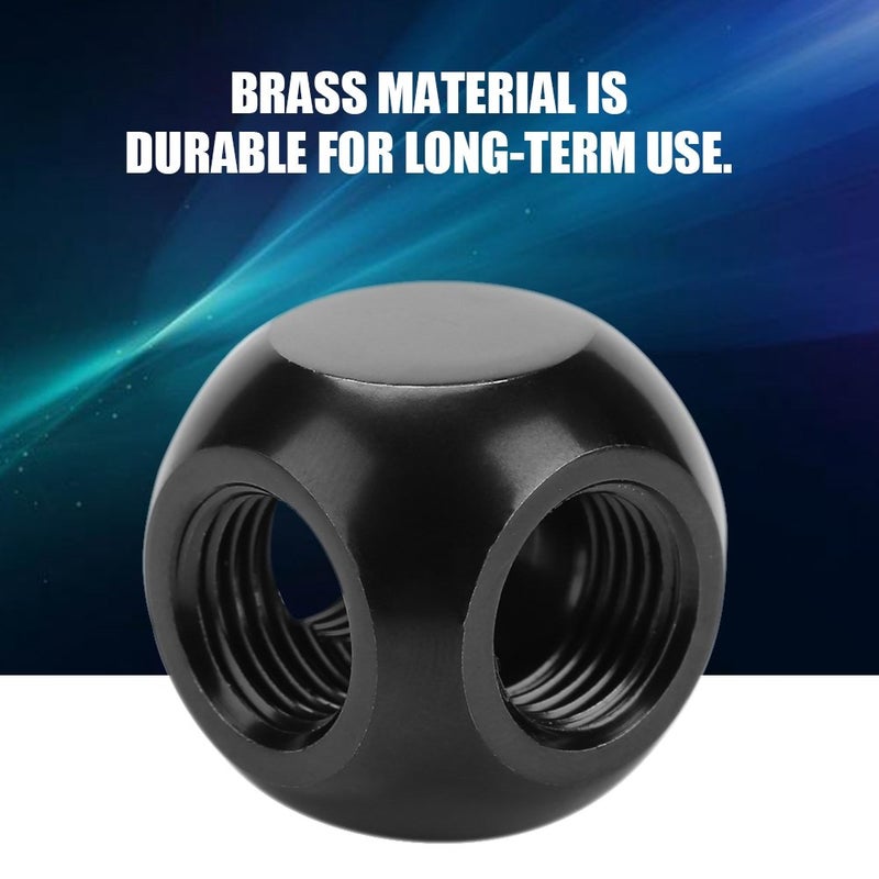 Pomya Computer Water Cooling Spherical 3 Way T-Type Connector G1/4 Threaded Adapter Black, Silver for PC Water Cooling Application(Black) - Image 4